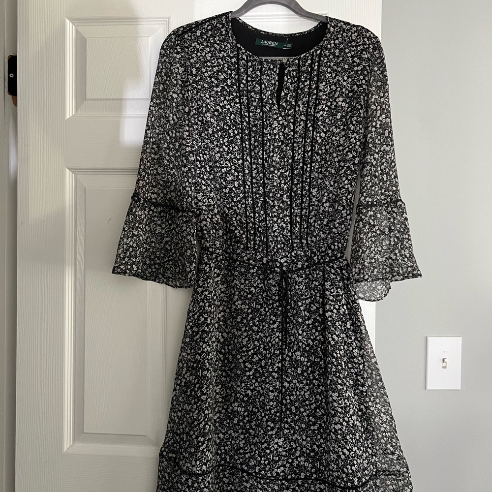 Ralph Lauren Black and White Long Sleeve Dress - Picture 2 of 3